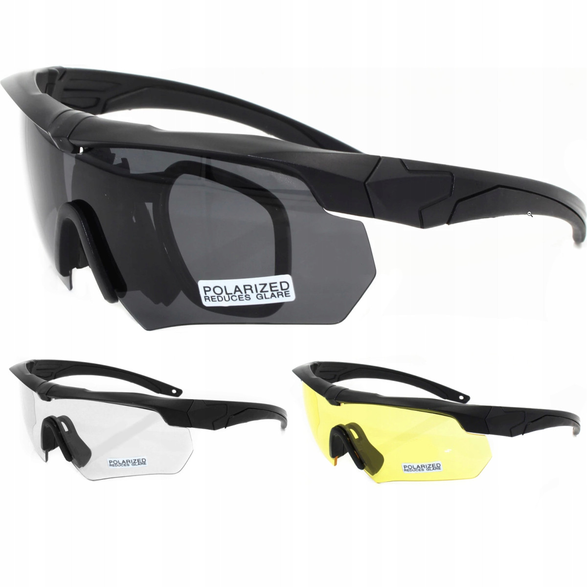 OKULARY POLARYZACYJNE PRZECIWSŁONECZNE GOGLE WOJSKOWE TAKTYCZNE 3 WIZJERY