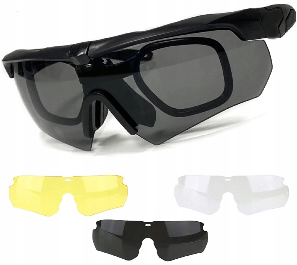 OKULARY POLARYZACYJNE PRZECIWSŁONECZNE GOGLE WOJSKOWE TAKTYCZNE 3 WIZJERY