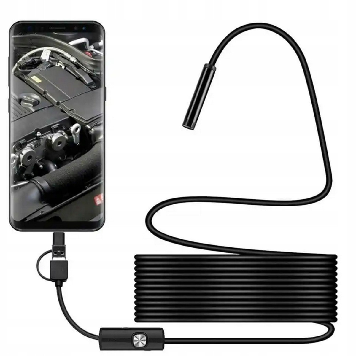 KAMERA INSPEKCYJNA ENDOSKOPOWA DO TELEFONU PC USB 3w1 5M FULL HD ENDOSKOP