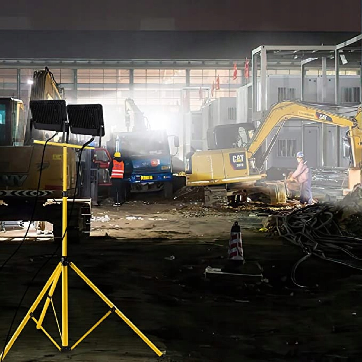 HALOGEN LED LAMPA NAŚWIETLACZ BUDOWLANY ZEWNĘTRZNY 50W + STATYW 1,4m IP65