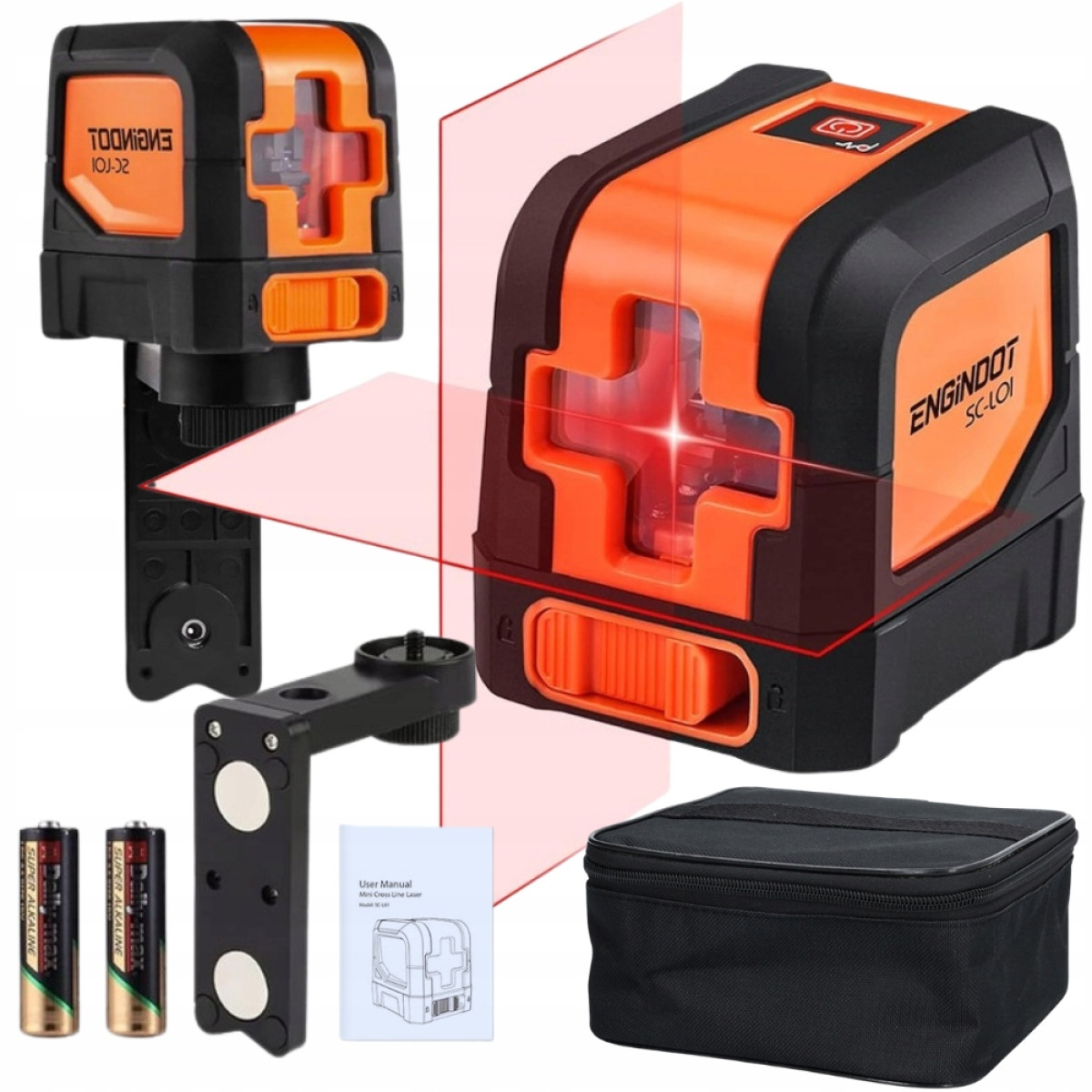 POZIOMICA LASEROWA 360 SAMOPOZIOMUJĄCA LASER KRZYŻOWY CZERWONY OBROTOWA 15M