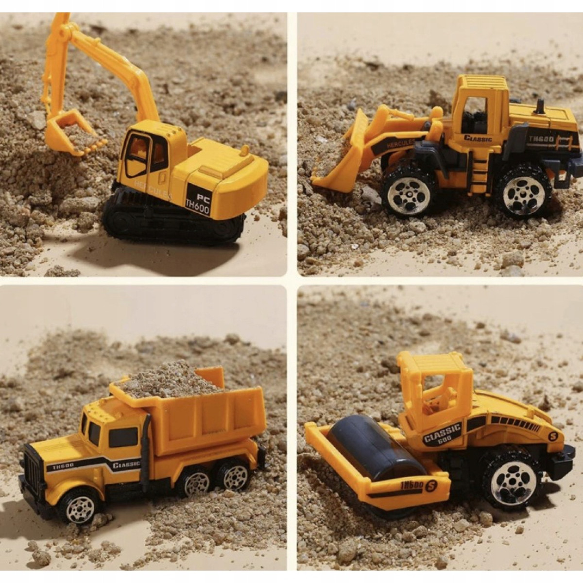 TIR LAWETA CIĘŻARÓWKA Z MASZYNAMI 6 SZT. ZESTAW RESORAKI AUTKA WYRZUTNIA