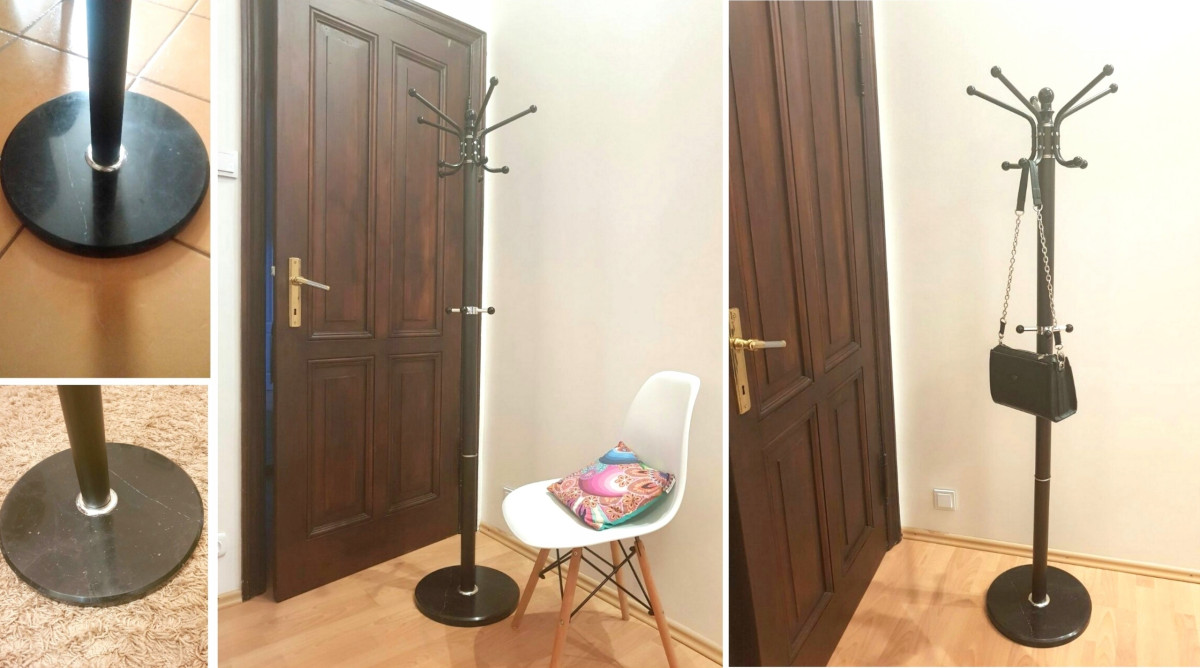 WIESZAK NA UBRANIA STOJĄCY PODŁOGOWY STOJAK NA PRZEDPOKÓJ CZARNY METALOWY